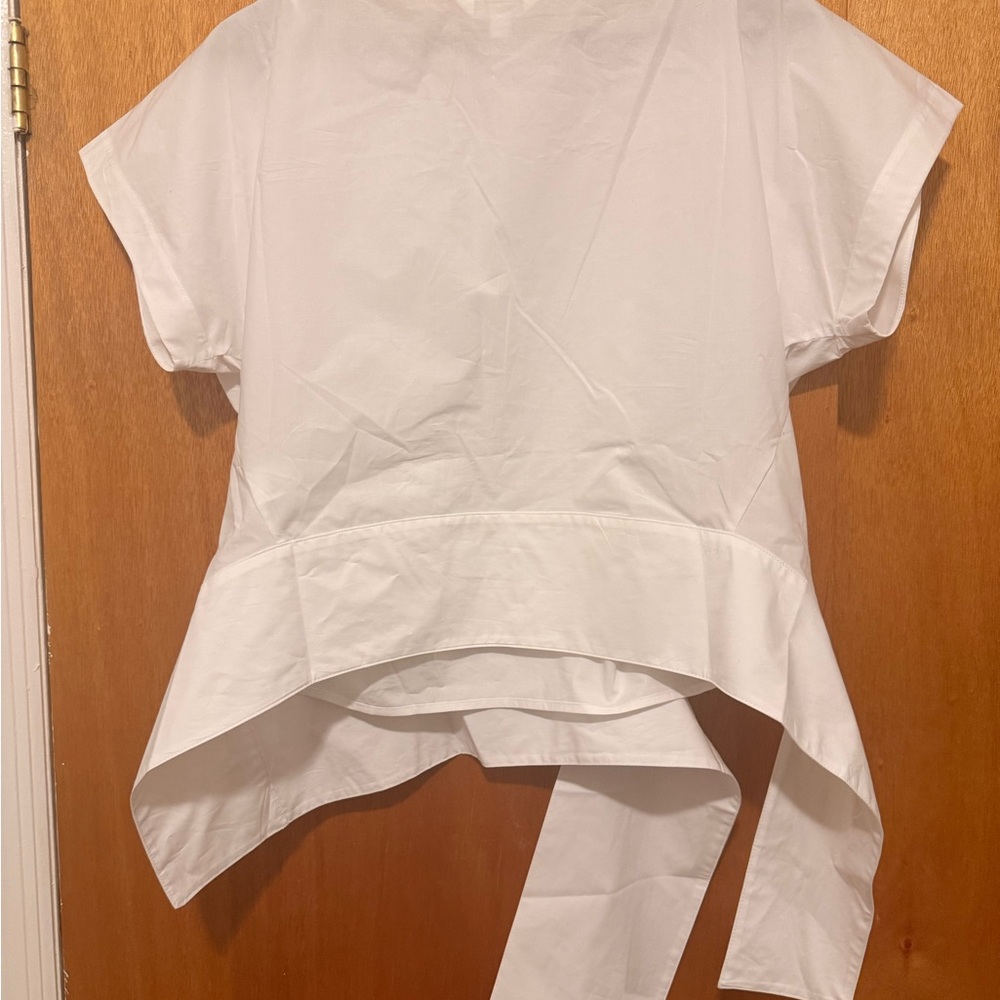 BANANA REPUBLIC COTTON POPLIN BOATNECK ASYMMETRICAL TOP - Picture 5 of 7